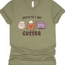 Small Olive Scary Till I Get Coffee Graphic Tee