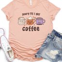 Small Peach Scary Till I Get Coffee Graphic Tee