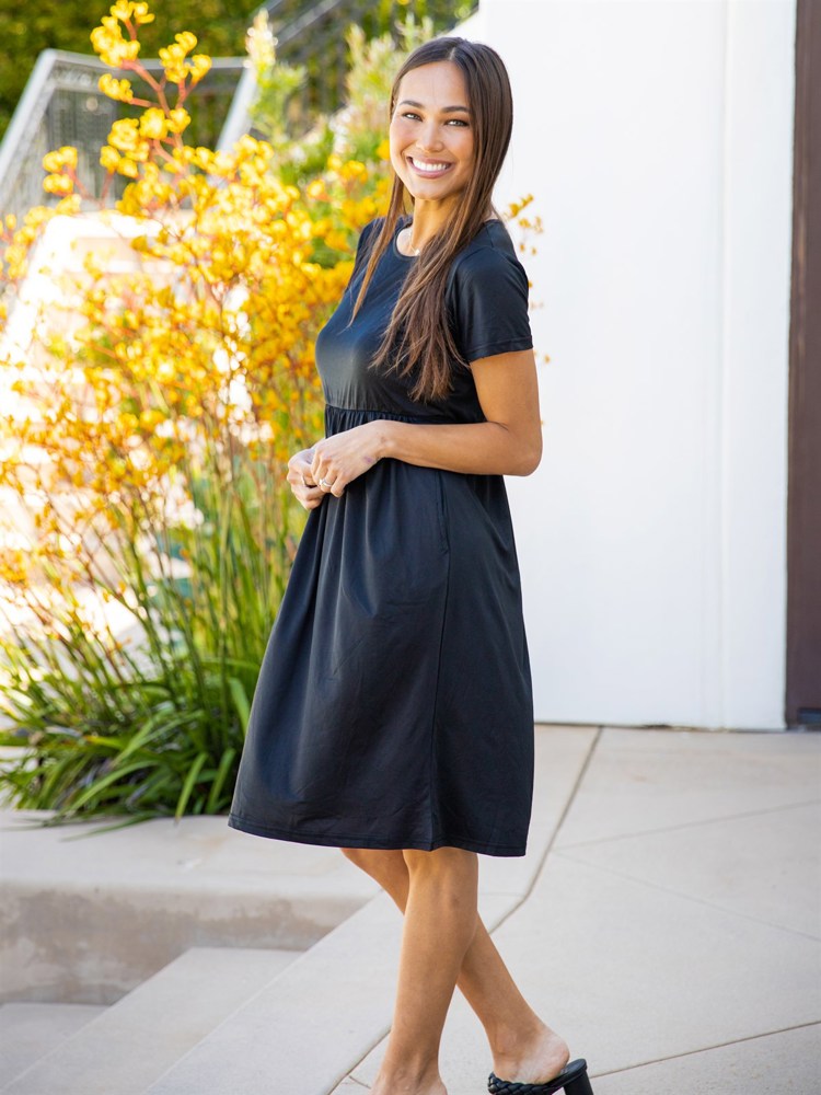 Solid Gathered Waist Side Pocket Penelope Dress