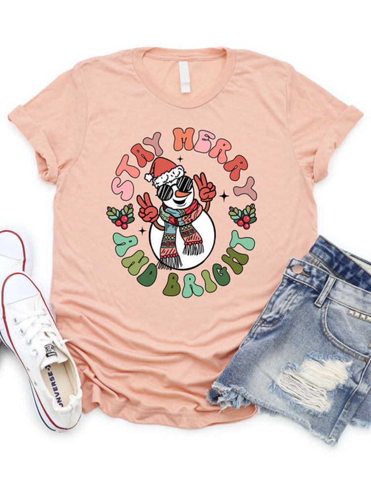 Stay Merry & Bright Snowman Graphic Tee