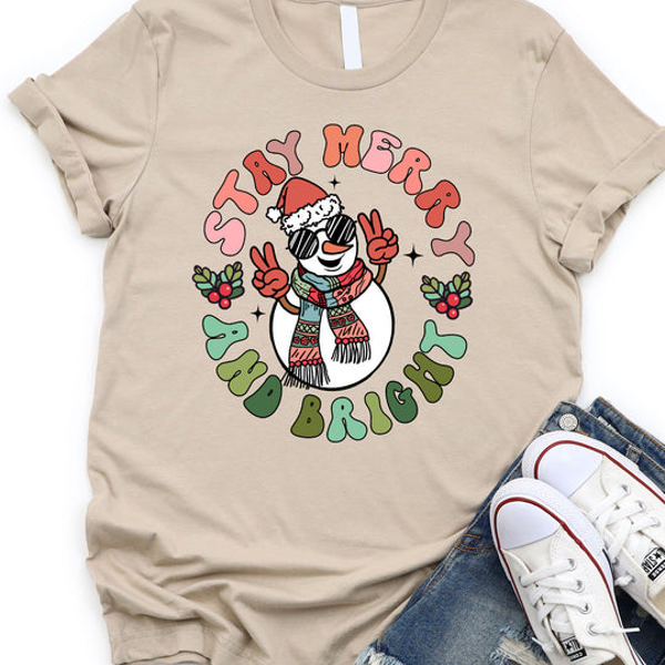 Stay Merry & Bright Snowman Graphic Tee