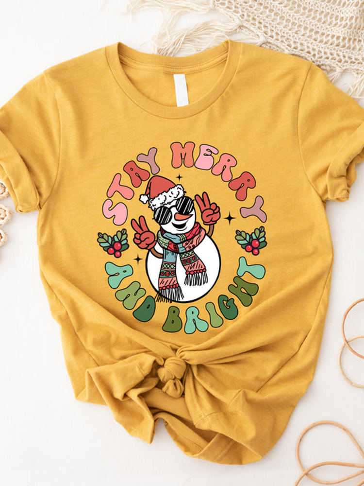 Stay Merry & Bright Snowman Graphic Tee