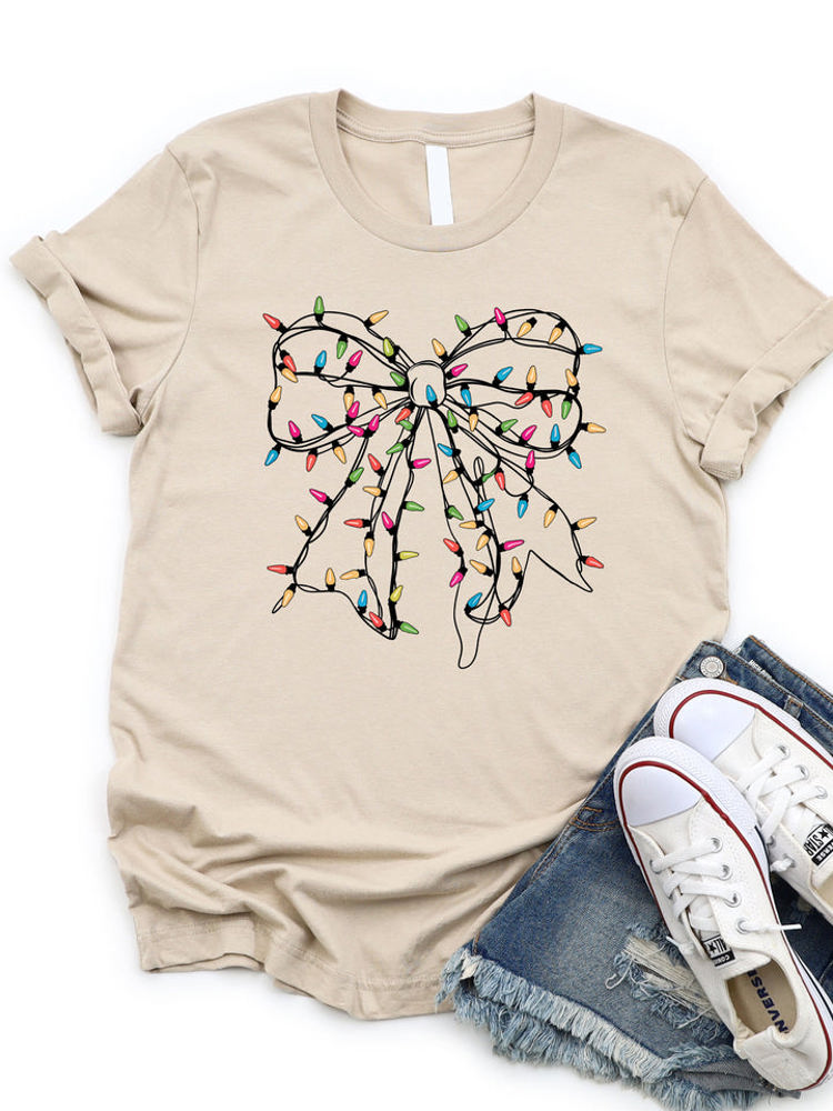 String Light Bow Christmas Graphic Tee