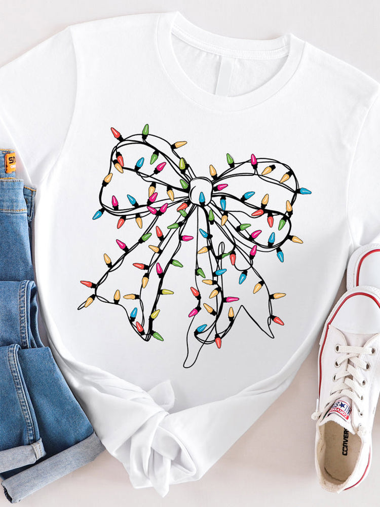 String Light Bow Christmas Graphic Tee