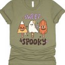 Small Olive Sweet and Spooky Graphic Tee