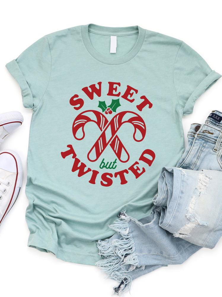 Sweet But Twisted Candy Cane Graphic Tee