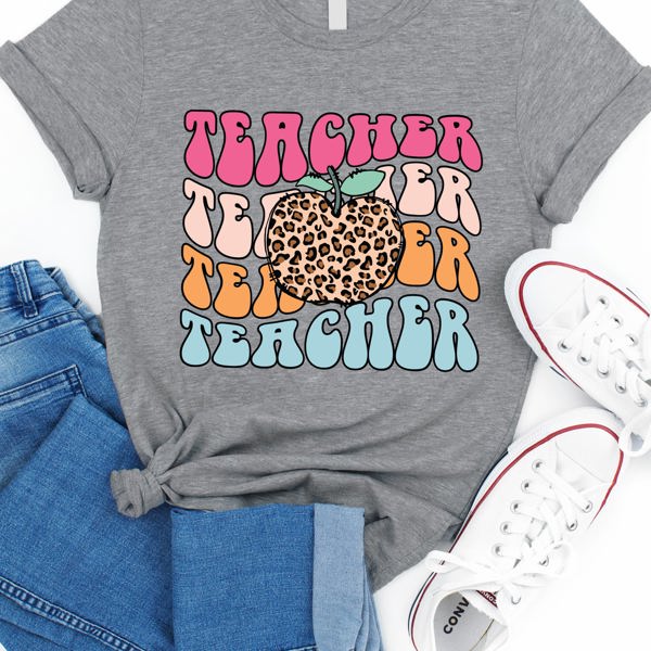 Teacher Cheetah Apple Graphic Tee