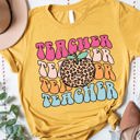 Small Yellow Teacher Cheetah Apple Graphic Tee