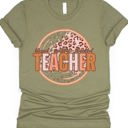 Small Olive Teacher Circle Cheetah Graphic Tee