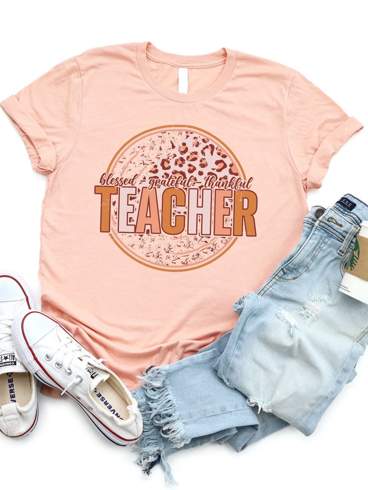 Teacher Circle Cheetah Graphic Tee