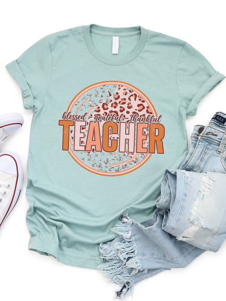 Teacher Circle Cheetah Graphic Tee