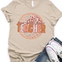 Small Tan Teacher Circle Cheetah Graphic Tee