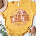 Small Yellow Teacher Circle Cheetah Graphic Tee