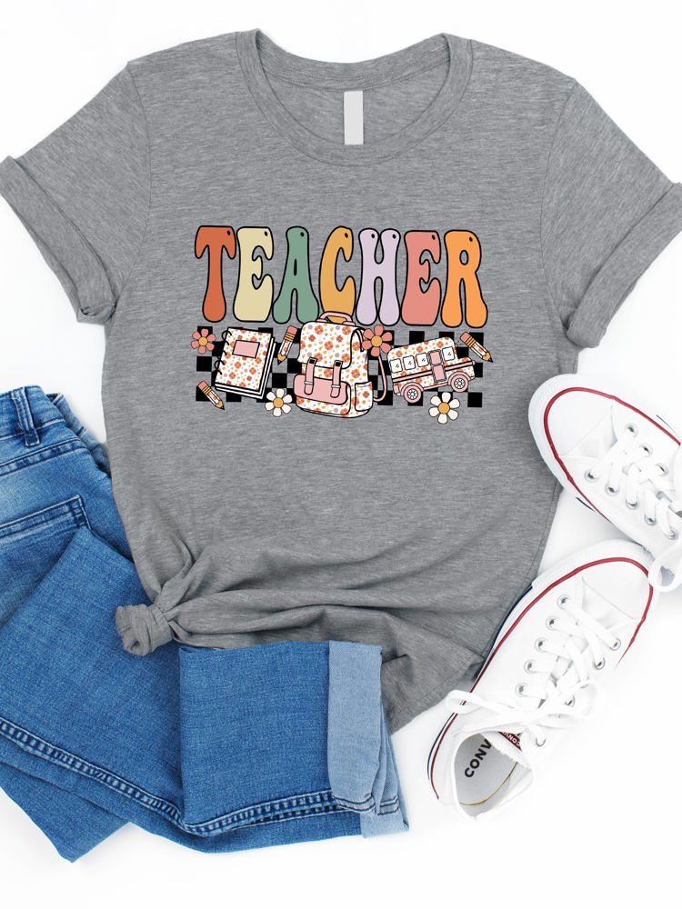 Retro Floral Teacher Graphic Tee