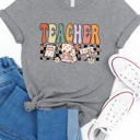 Small Gray Retro Floral Teacher Graphic Tee