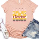 Small Peach #Teacher Pencils Graphic Tee