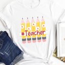 Small White #Teacher Pencils Graphic Tee