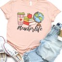 Small Pink #TeacherLife Coffee Books Globe Graphic Tee