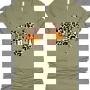 Small Olive Thankful Cheetah Heart Graphic Tee