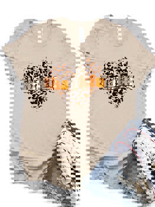 Thankful Cheetah Heart Graphic Tee