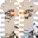 Small Tan Thankful Cheetah Heart Graphic Tee
