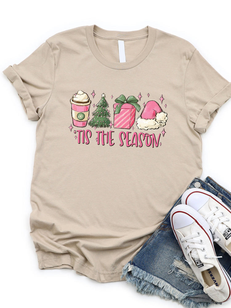 Tis The Season Pink Graphic Tee