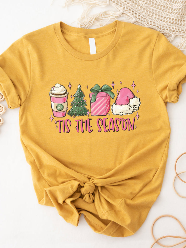 Tis The Season Pink Graphic Tee