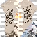 Small Tan Welcome Autumn Plaid Pumpkin Graphic Tee