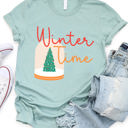 Small Slate Winter Time Snow Globe Graphic Tee