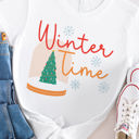 Small White Winter Time Snow Globe Graphic Tee