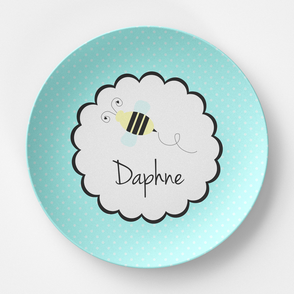 Personalized Plate Buzzing Bee - Custom Birthday Gift for Girls