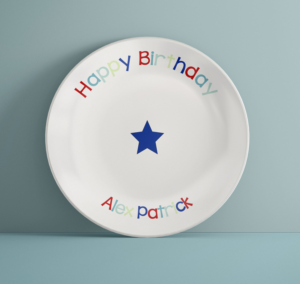 Personalized Birthday Plate  - Star - Custom Plate for Boys - Birthday Keepsake