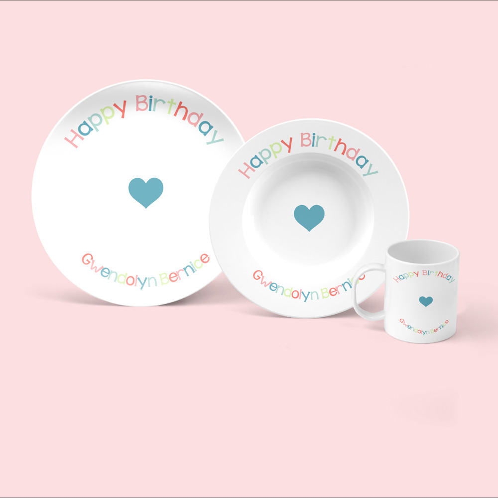 Personalized Birthday Plate  - Heart - Custom Plate for Girls - Birthday Keepsake