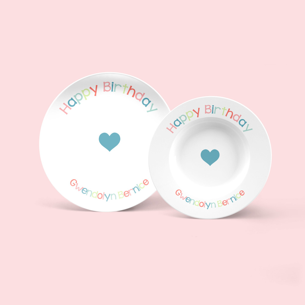 Personalized Birthday Plate  - Heart - Custom Plate for Girls - Birthday Keepsake