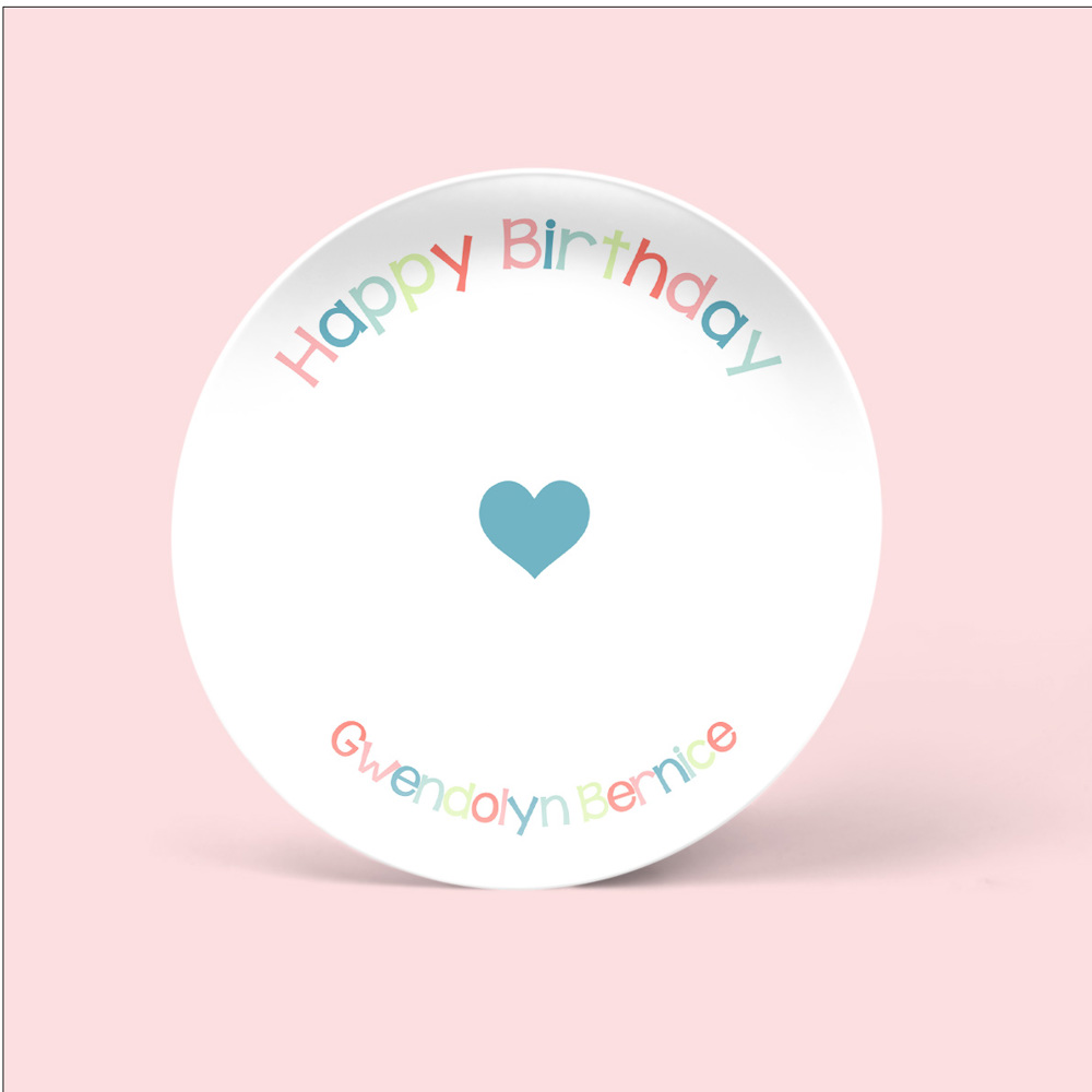 Personalized Birthday Plate  - Heart - Custom Plate for Girls - Birthday Keepsake