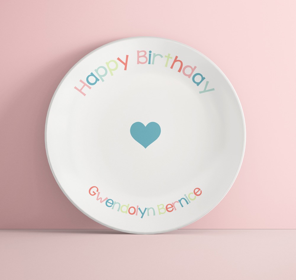 Personalized Birthday Plate  - Heart - Custom Plate for Girls - Birthday Keepsake