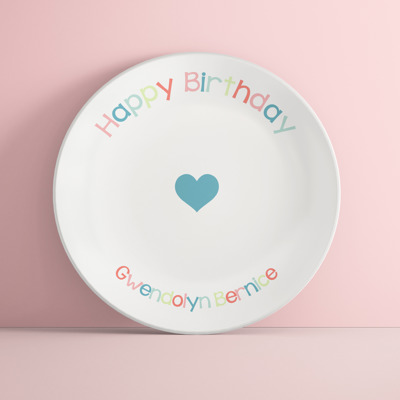 Personalized Birthday Plate  - Heart - Custom Plate for Girls - Birthday Keepsake