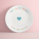  Personalized Birthday Plate  - Heart - Custom Plate for Girls - Birthday Keepsake