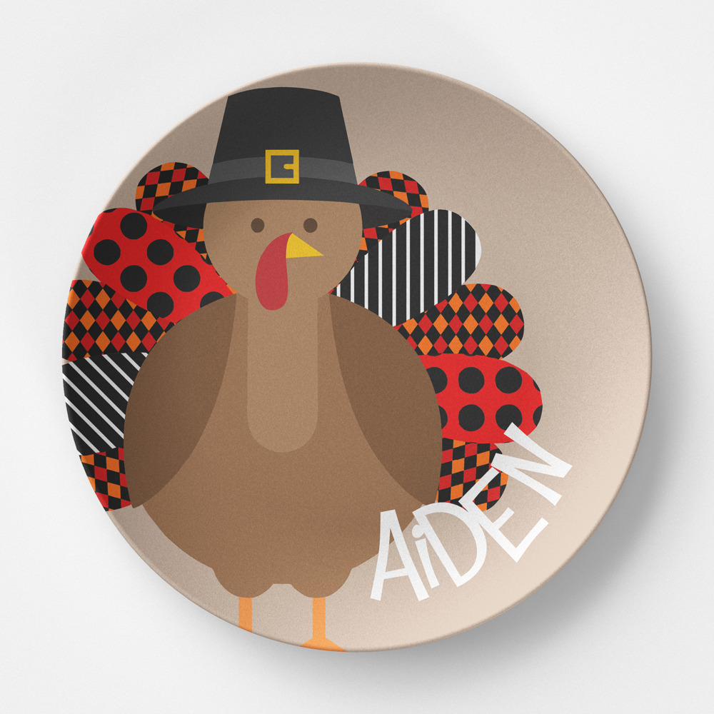 Personalized Turkey Plate  - Thanksgiving Tableware- Kids Table