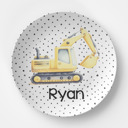  Personalized Plate for Boys - Construction Digger - Birthday Gift