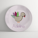  Personalized Pink Purple Turkey Plate  - Thanksgiving Tableware- Kids Table