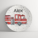  Personalized Plate - Fire Truck - Custom Plate for Boys