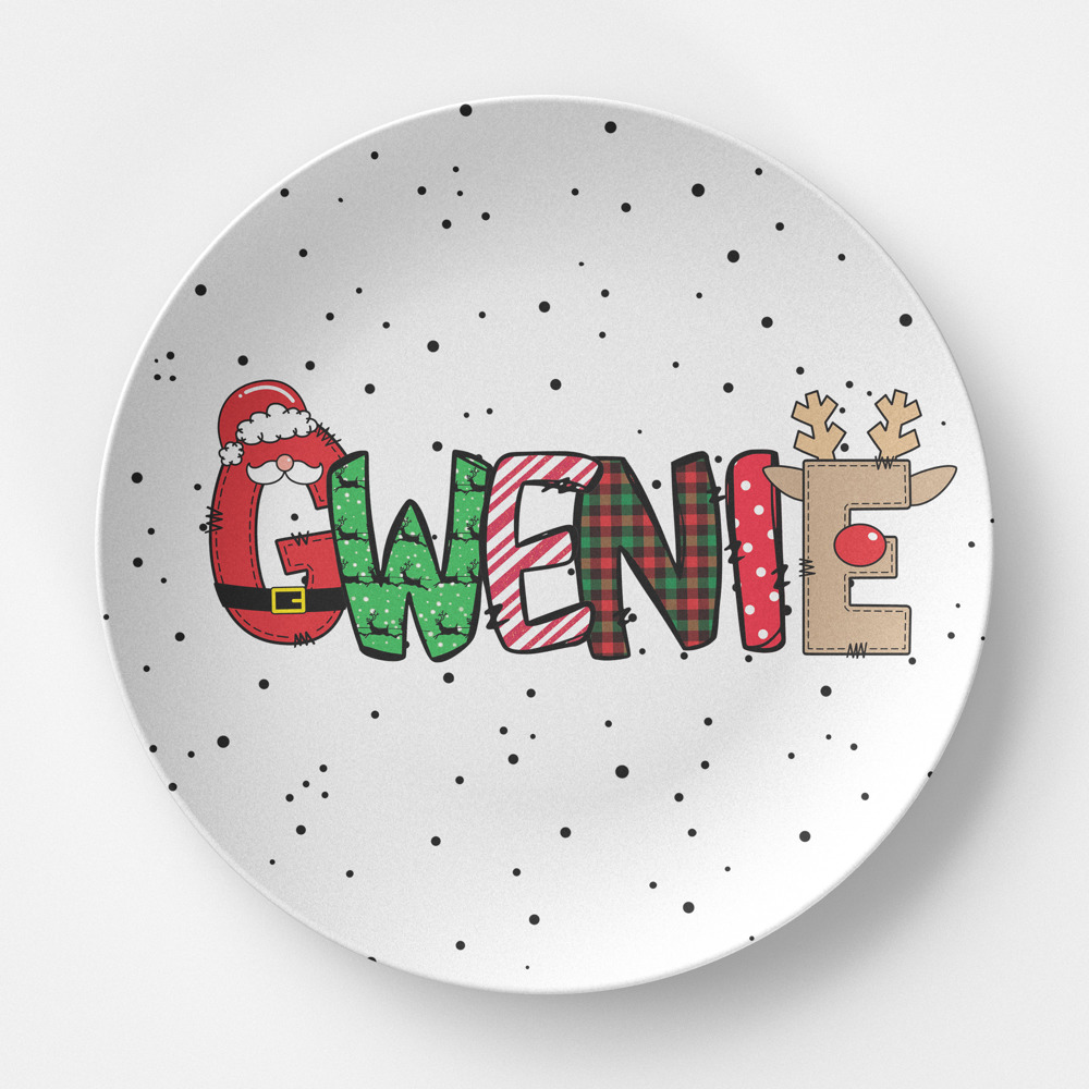 Christmas Personalized Name Plate for Kids - Holiday Entertaining - Custom Dinnerware