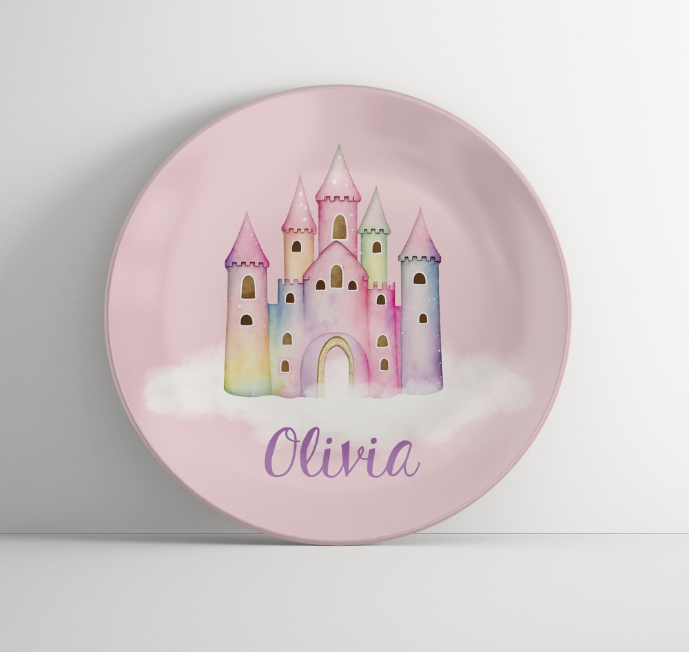 Personalized Plate - Princess Castle - Custom Birthday Gift for Girls