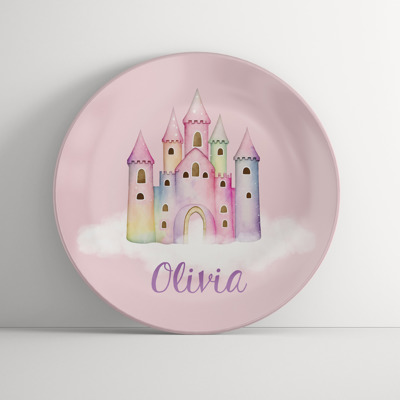 Personalized Plate - Princess Castle - Custom Birthday Gift for Girls