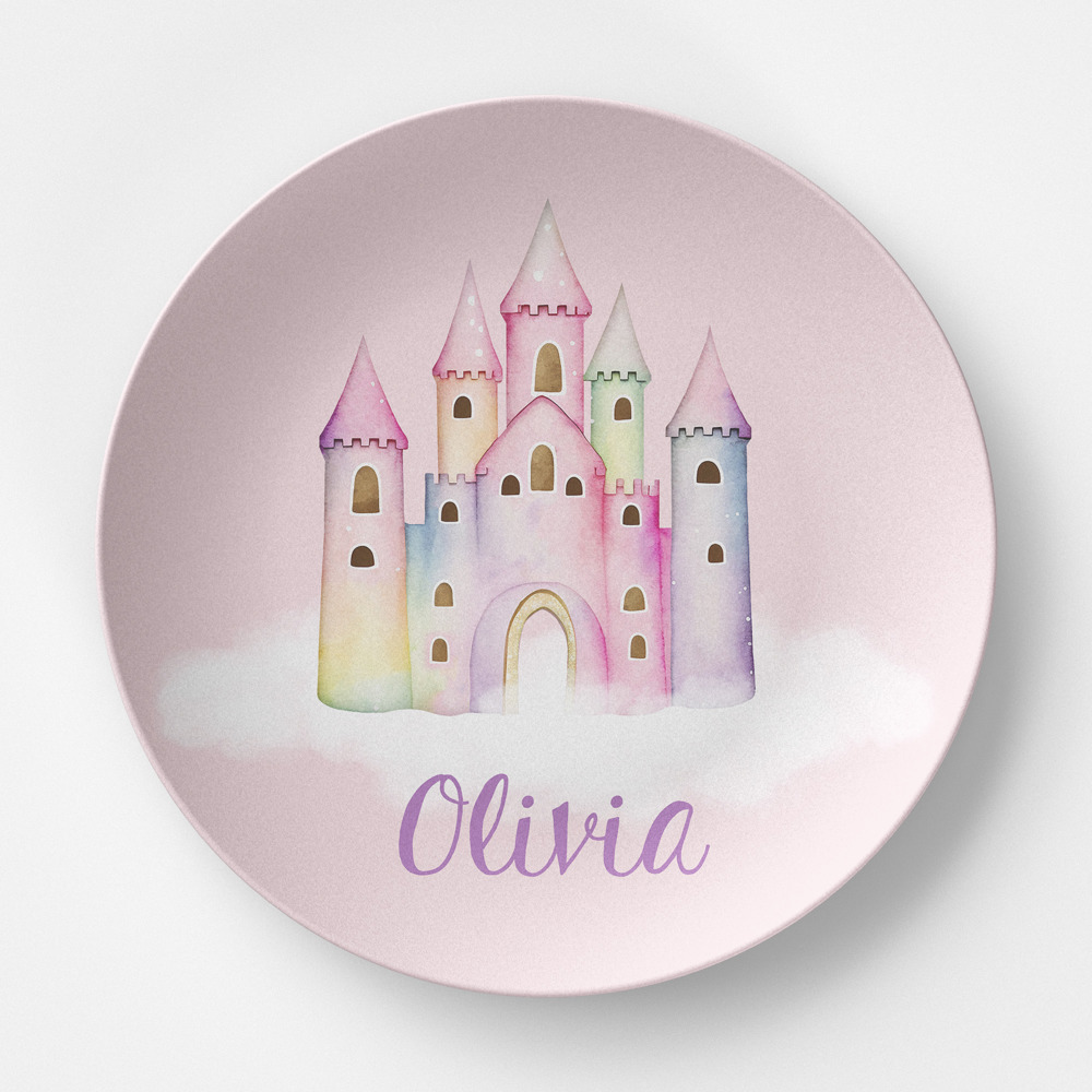 Personalized Plate - Princess Castle - Custom Birthday Gift for Girls