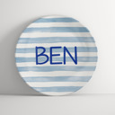  Personalized Plate for Boys | Blue Stripes | Custom Birthday Gift | Name Plate | Unique Dinnerware