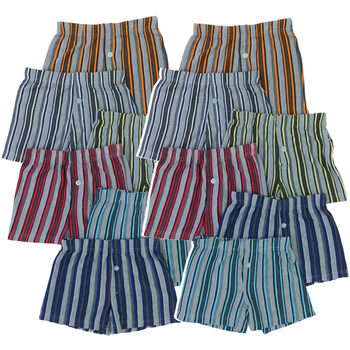 Boy's Multi-Item Pack Of Cotton Striped Print Boxer Shorts