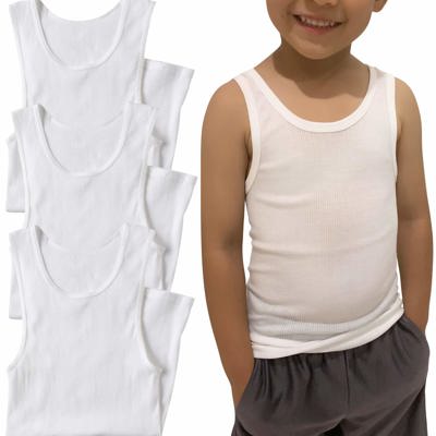 Boy's Multi-Item Pack of White Cotton Blend Tank Top Undershirts