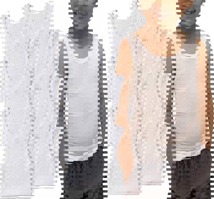 Boy's Multi-Item Pack of White Cotton Blend Tank Top Undershirts